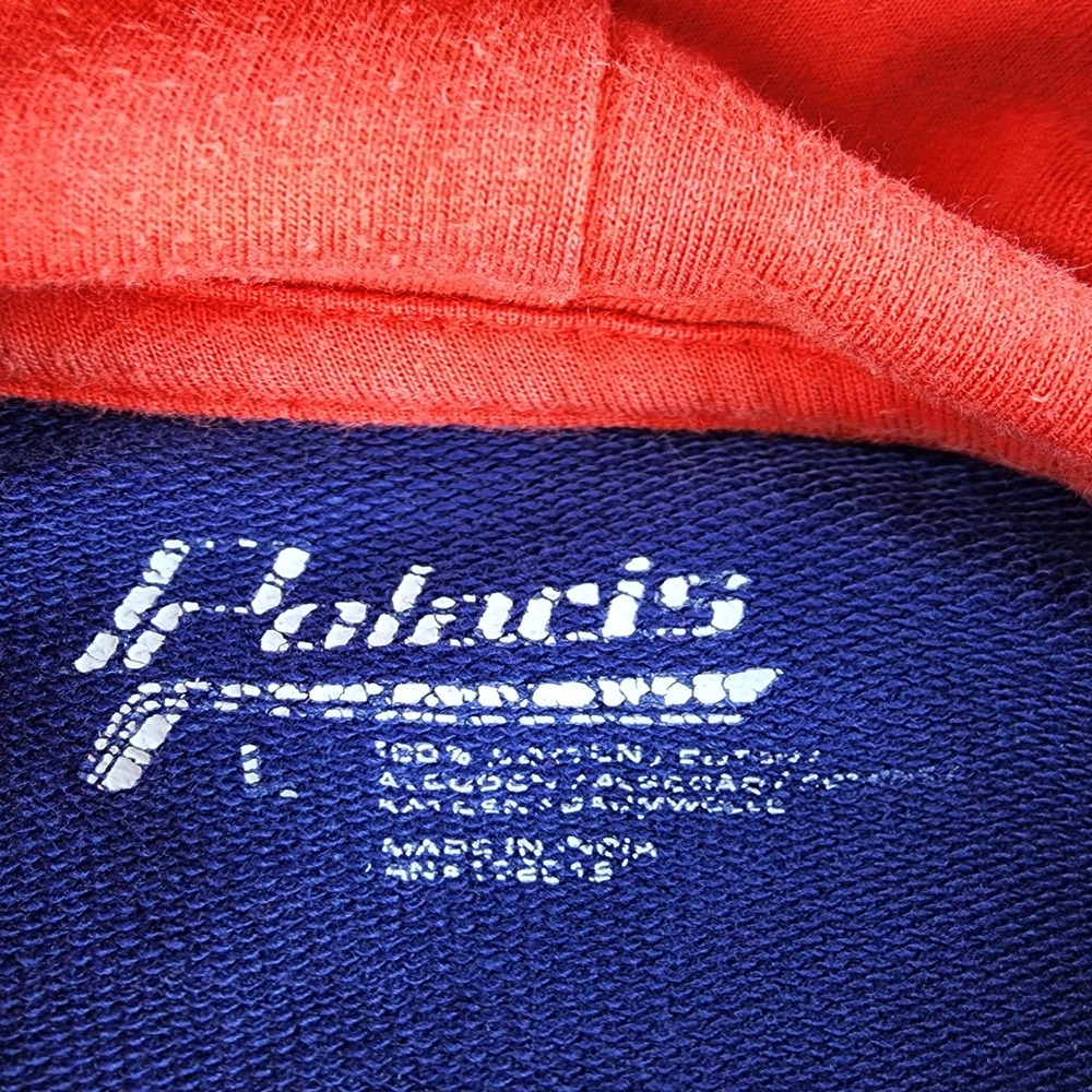 Vintage Polaris Hoodie Mens L Blue Red Color Block Snowmobile Racing Logo - Picture 4 of 9